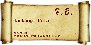 Harkányi Béla névjegykártya